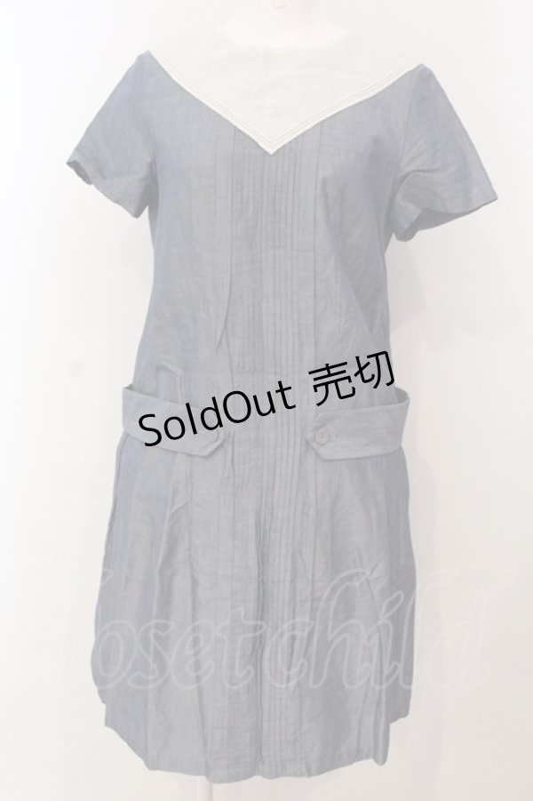 画像1: Jane Marple / 三角ヨークワンピース M アオ O-25-04-28-067-JM-OP-OW-OS (1)