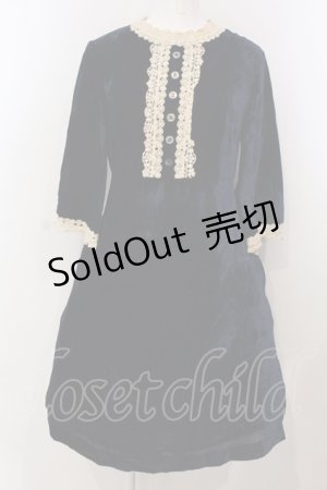 画像: Jane Marple / レーストリミングベルベットワンピース M アオ O-25-04-28-070-JM-OP-OW-OS
