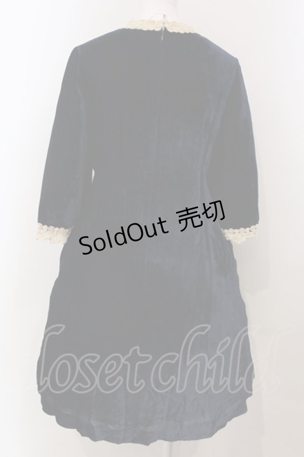 画像4: Jane Marple / レーストリミングベルベットワンピース M アオ O-25-04-28-070-JM-OP-OW-OS (4)
