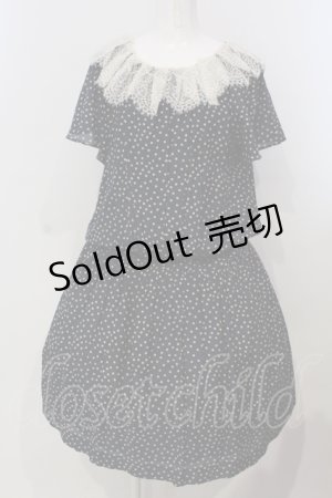 画像: Jane Marple Dans Le Salon / ランダムドットレース襟ワンピース M ネイビー O-25-04-28-008-JM-OP-OW-OS