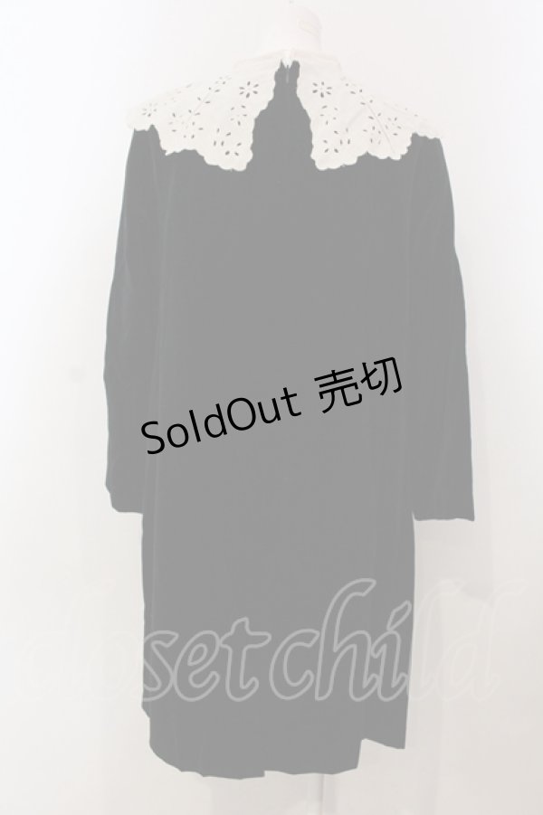 画像4: Jane Marple / リネンカラーのベルベットワンピース M クロ×アイボリー O-25-04-28-075-JM-OP-IG-OS (4)