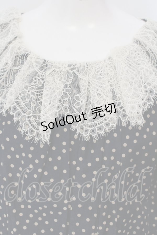 画像2: Jane Marple Dans Le Salon / ランダムドットレース襟ワンピース M ネイビー O-25-04-28-008-JM-OP-OW-OS (2)