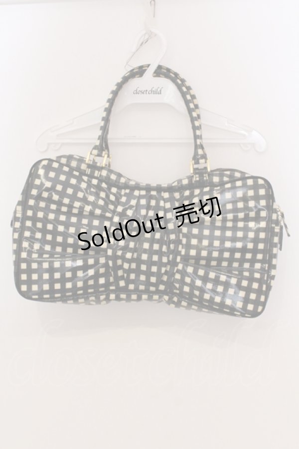 画像1: Emily Temple cute / ギンガムリボン型Bag  クロ×アイボリー系 O-25-04-28-078-ET-BG-OW-OS (1)