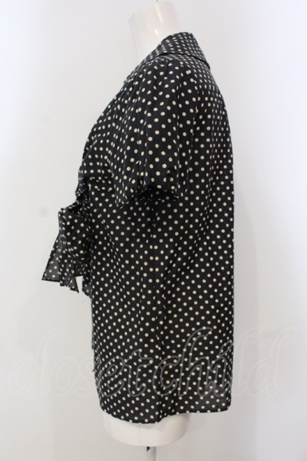 画像2: Jane Marple / フロントリボンドットブラウス M クロ O-25-04-28-022-JM-BL-OW-OS (2)