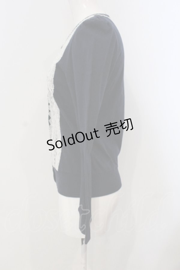 画像3: Jane Marple / ソフト天竺とチュールレースのカーディガン M ネイビー O-25-04-28-023-JM-TO-OW-ZT465 (3)