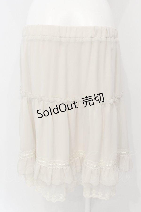 画像2: axes femme / はしごレース使いシフォンスカート  アイボリー O-25-04-29-028-AX-SK-IG-OS (2)