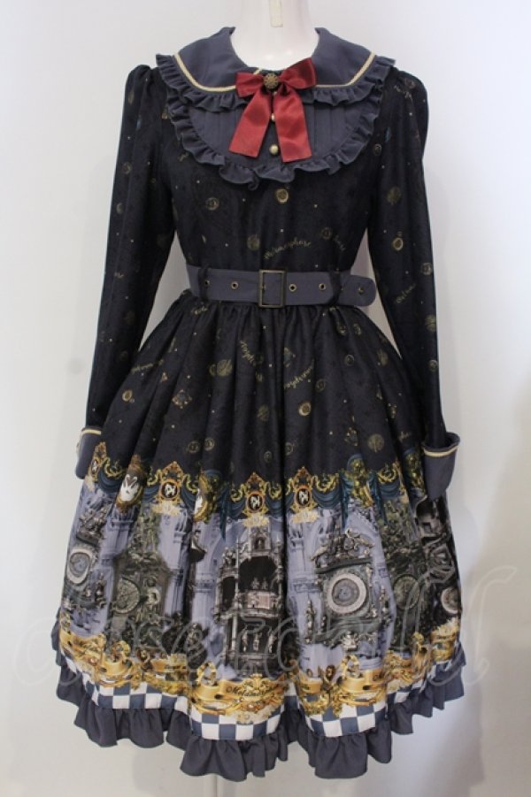 画像1: metamorphose / Tick clock 〜時を刻む歯車〜ワンピース  ネイビー O-25-04-29-005-ME-OP-IG-OS (1)