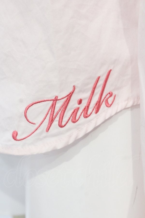 画像2: MILK / 丸襟ロゴ刺繍ブラウス  ピンク O-25-04-29-050-ML-BL-IG-OS (2)
