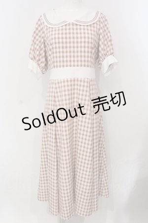 画像: Maison de FLEUR Petite Robe canon / セーラーカラーギンガムワンピース  サーモン O-25-04-29-051-PU-OP-IG-ZT321