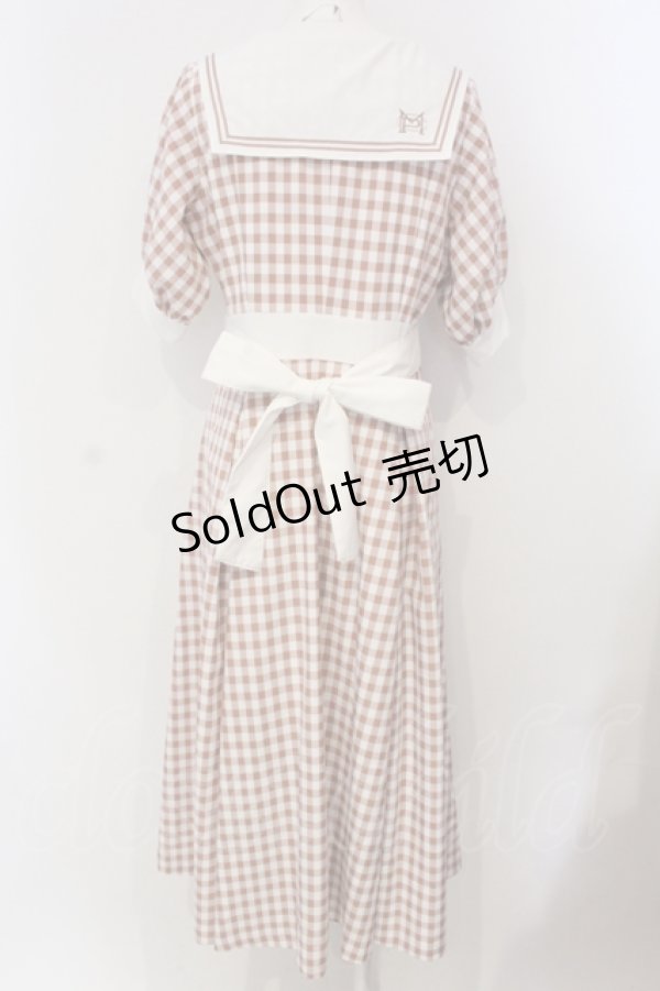 画像4: Maison de FLEUR Petite Robe canon / セーラーカラーギンガムワンピース  サーモン O-25-04-29-051-PU-OP-IG-ZT321 (4)