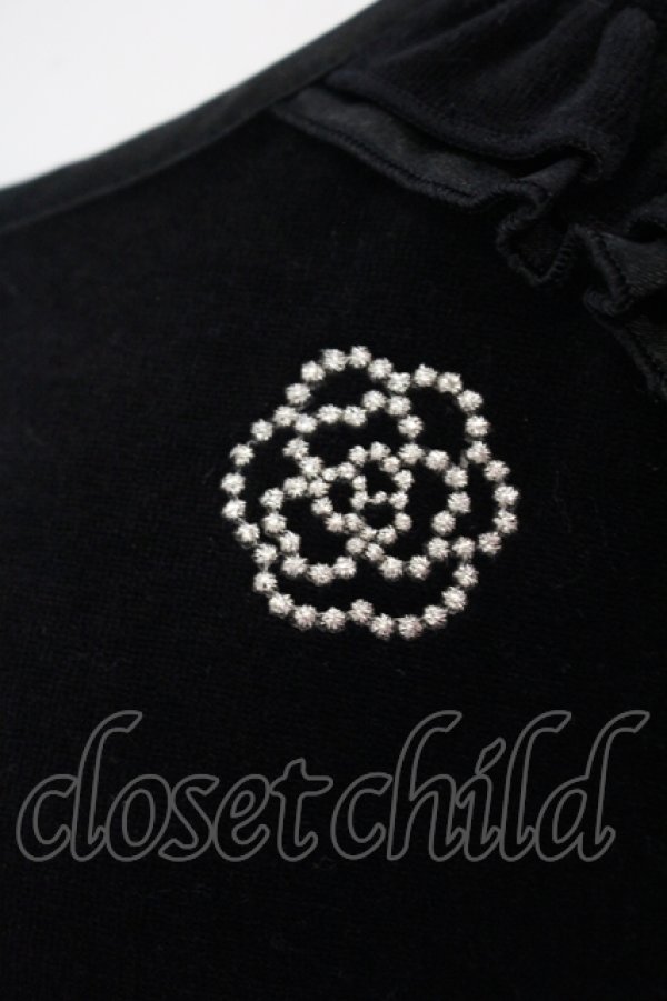 画像2: INGEBORG / カメリア刺繍ベロアワンピース 9 クロ O-25-04-29-061-LO-OP-IG-OS (2)