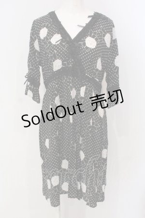 画像: INGEBORG / カメリアリボンはしごレースワンピース 11 クロ O-25-04-29-070-LO-OP-IG-OS