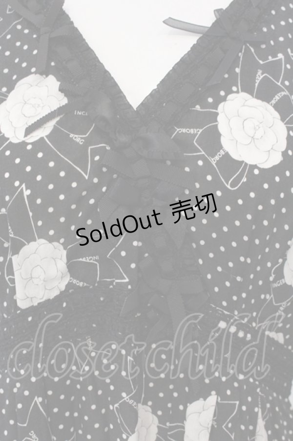 画像2: INGEBORG / カメリアリボンはしごレースワンピース 11 クロ O-25-04-29-070-LO-OP-IG-OS (2)