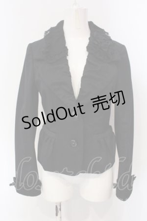 画像: INGEBORG / コサージュ付きレース配色ジャケット 9 クロ O-25-04-29-074-LO-JA-IG-OS