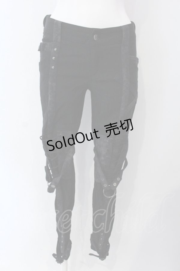 画像1: Ozz Croce / ベルテッドレースアップパンツ  ブラック O-25-04-29-083-OO-PA-IG-OS (1)