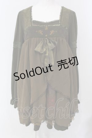 画像: Ozz oneste / スクエアネックバタフライワンピース  グリーン O-25-04-29-089-OO-OP-IG-OS