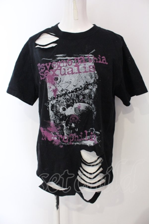 画像1: SEX POT ReVeNGe / ダメージプリントTシャツ M ブラック×パープル O-25-04-29-097-SP-TO-IG-OS (1)