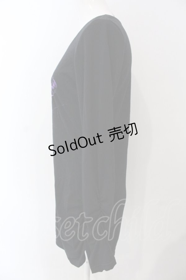 画像2: SEX POT ReVeNGe / バタフライプリントギャザーTシャツ M ブラック×パープル O-25-04-29-098-SP-TO-IG-OS (2)