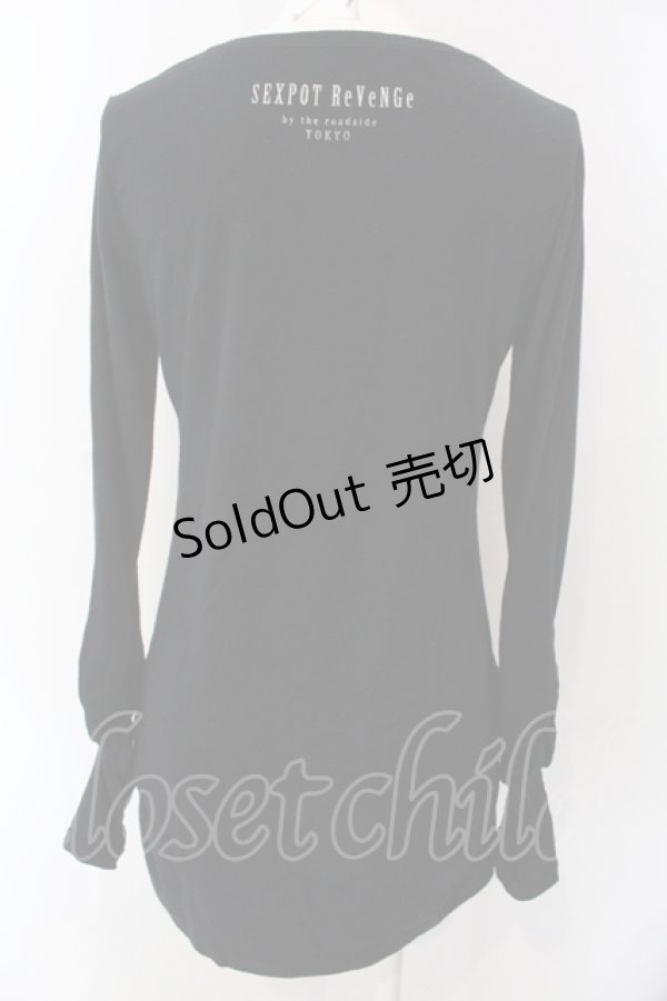 画像3: SEX POT ReVeNGe / バタフライプリントギャザーTシャツ M ブラック×パープル O-25-04-29-098-SP-TO-IG-OS (3)