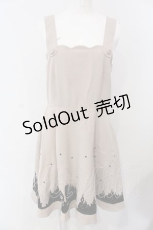 画像: Fi.n.t / フロッキーお城柄フレアジャンパースカート  アイボリー O-25-04-29-100-CA-OP-IG-OS