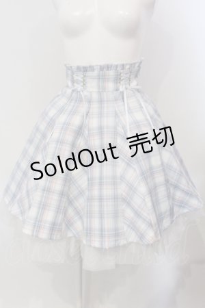 画像: Amavel / ダブルレースアップはぎフレアチェックスカート F サックス O-25-04-29-010-CA-SK-OW-OS