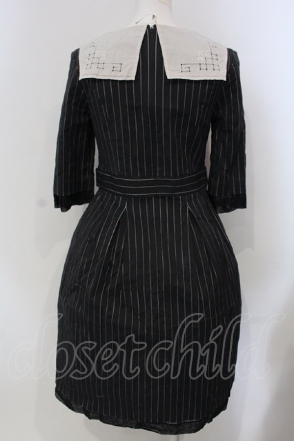 Jane Marple / スクエアステッチカラーストライプワンピース M