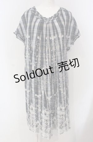 画像: INGEBORG / 刺繍チェックワンピース インナータンクセット  ブルー系 O-25-04-30-1030-LO-OP-IG-OS