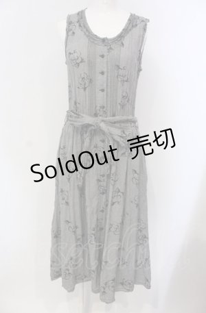 画像: INGEBORG / 千鳥格子カメリアプリントロングワンピース 9 グレー O-25-04-30-1031-LO-OP-IG-OS