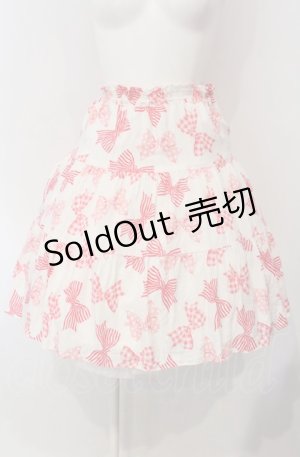 画像: Jane Marple / リボン柄スカート M シロ×ピンク O-25-04-30-1043-JM-SK-OW-OS