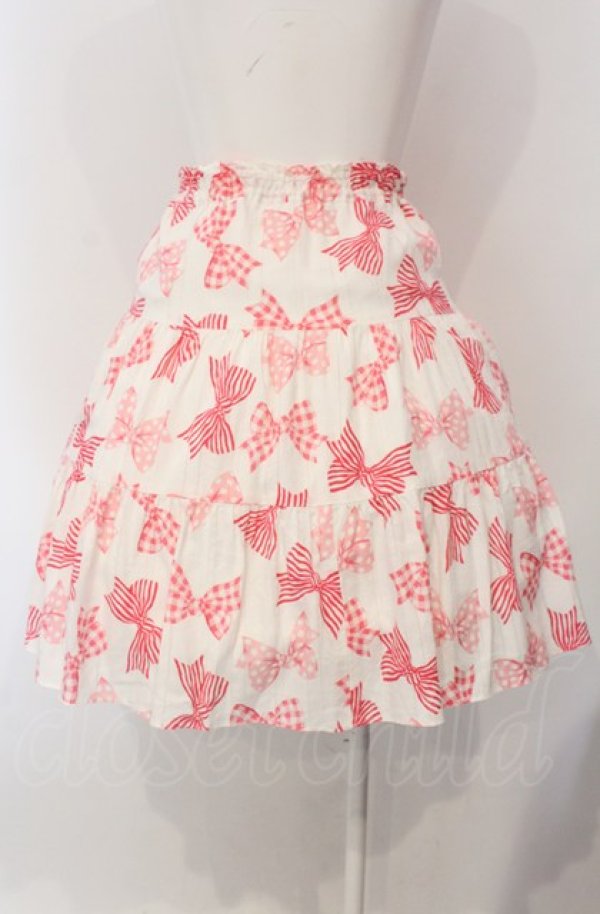画像4: Jane Marple / リボン柄スカート M シロ×ピンク O-25-04-30-1043-JM-SK-OW-OS (4)