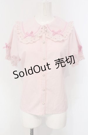 画像: axes femme kawaii / 梯子レース半袖ブラウス M ピンク O-25-04-30-1049-AX-BL-OW-OS