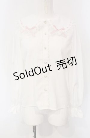 画像: majoretty / はしごレースブラウス S シロ×ピンク O-25-04-30-1051-LO-BL-OW-OS
