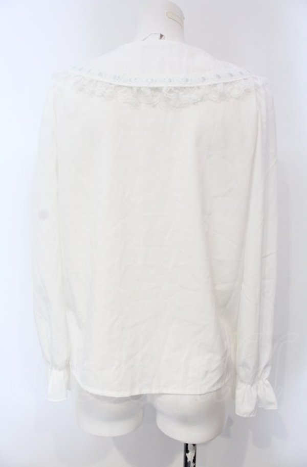画像4: majoretty / はしごレースブラウス S シロ×サックス O-25-04-30-1052-LO-BL-OW-OS (4)