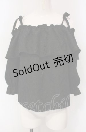 画像: Lovely Tency / ジャガードオフショルブラウス S クロ O-25-04-30-1055-LO-BL-OW-OS