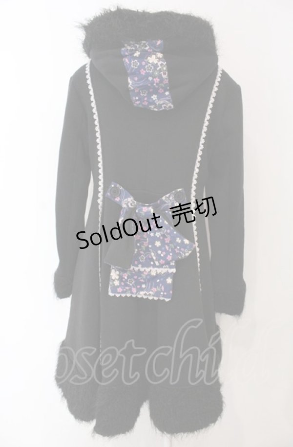 画像4: gouk / 和柄フードロングコート  ブラック×ネイビー O-25-04-30-1062-GO-CO-IG-ZT-C027 (4)