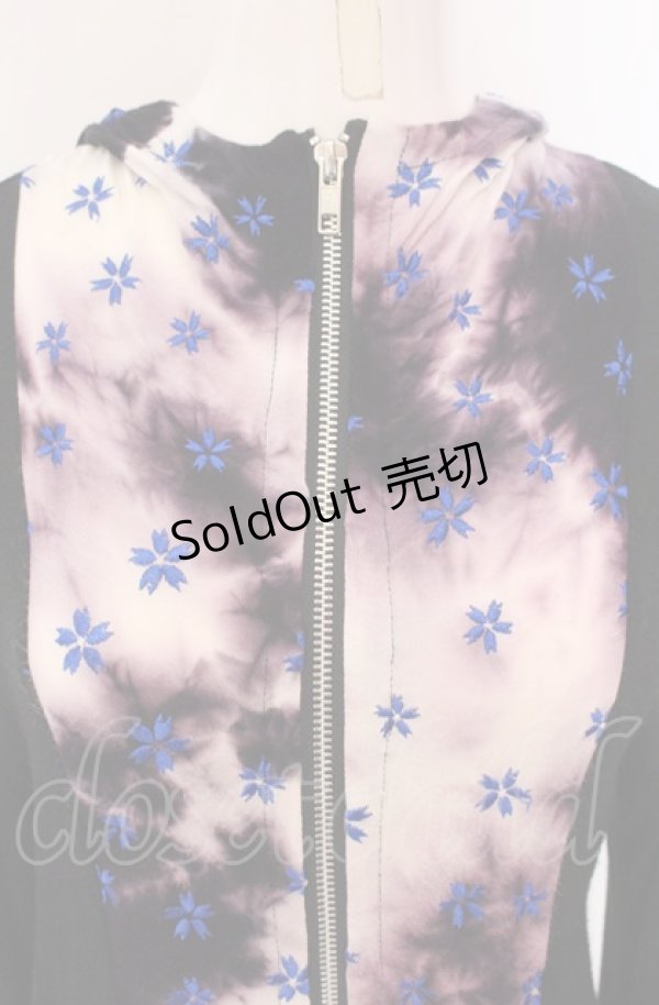 画像2: gouk / 桜刺繍カットパーカー  ブラック×パープル系×ブルー O-25-04-30-1066-GO-TO-IG-OS (2)