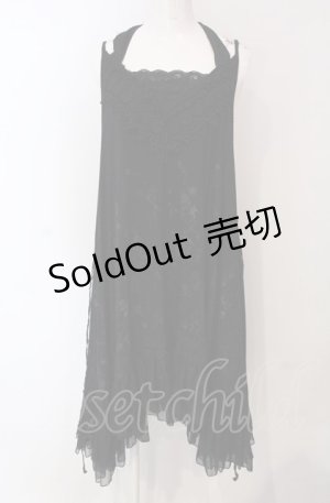 画像: h.NAOTO / ホルターネックAラインカットワンピース  ブラック O-25-04-30-1068-HN-OP-IG-OS