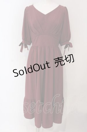 画像: An MILLE / 袖リボンワンピース M ワイン O-25-04-30-1072-EL-OP-OW-OS