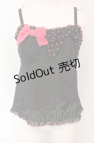 画像: MILK / ダブルリボンキャミ  クロ×ピンク O-25-04-30-1075-ML-TO-OW-OS