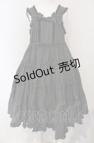 画像: metamorphose / 共布フリル4段ティアードジャンパースカート  クロ O-25-04-30-1084-ME-OP-OW-OS