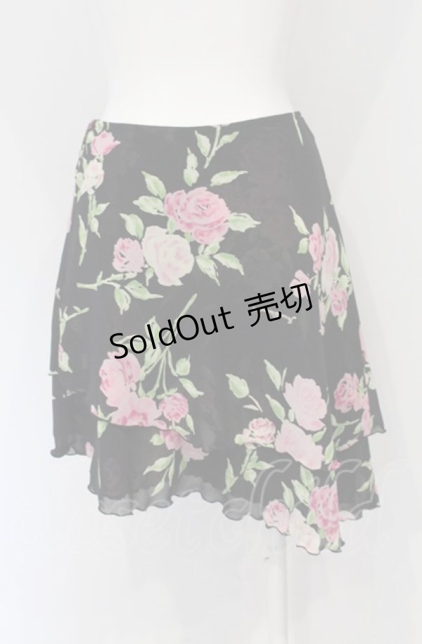 画像2: JESUS DIAMANTE / シフォンスカート 38 ぼかし薔薇クロ O-25-04-30-1117-JE-SK-OW-OS (2)