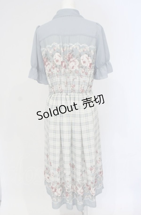 画像2: axes femme / フラワー×チェックワンピース M ブルー O-25-04-30-1121-AX-OP-OW-OS (2)