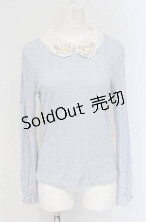 画像: axes femme / ビジュー＆プチバラ装飾テレコトップス M サックス O-25-04-30-1125-AX-TO-OW-OS