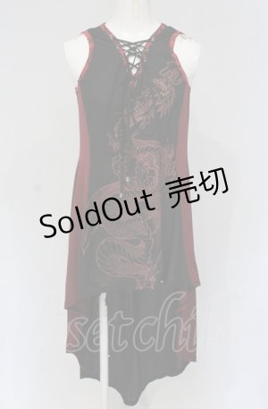 画像: Qutie Frash / 後ろロングチュニック  ブラック×レッド O-25-04-30-1132-QU-OP-OW-OS