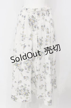 画像: INGEBORG / マーガレット柄ロングスカート  オフシロ×ブルー O-25-04-30-1014-LO-SK-IG-OS