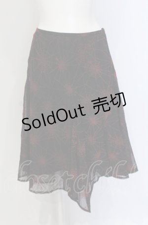 画像: BATSU / 蜘蛛の巣スカート  ブラック×レッド O-25-04-30-1144-PU-SK-OW-OS