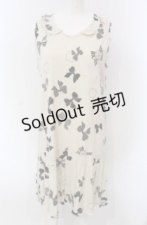 画像: INGEBORG / リボン柄ノースリーブカットワンピース 9 アイボリー O-25-04-30-1018-LO-OP-IG-OS
