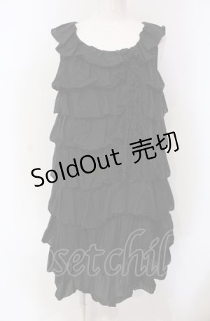 画像: 【SALE】PINK HOUSE / 段々フリルノースリーブチュニックブラウス  クロ O-25-04-30-1021-LO-BL-IG-ZT364