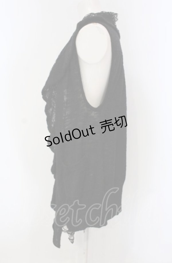 画像2: 【SALE】INGEBORG / ニットレースフリルジレ 9 クロ O-25-04-30-1024-LO-TO-IG-ZT362 (2)