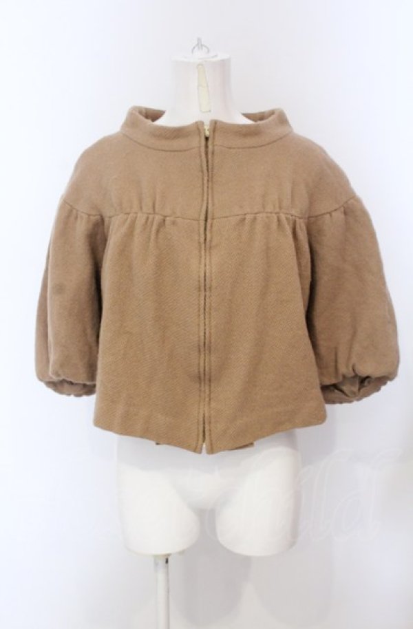 画像1: franche lippee black / ノーカラージップジャケット【SAMPLE】  キャメル O-25-04-30-2065-LO-JA-IG-OS (1)